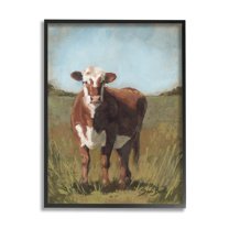 Cattle Vast Countryside Field Animals & Insects Painting Black Framed Art Print Wall Art