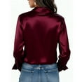 thumbnail image 6 of hotojiny Satin Blouses for Women Silk Button Down Shirts Collared Long Sleeve Business Casual Work Tops Loose Fit Office Outfit, 6 of 6