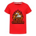 thumbnail image 1 of STEVE'S LAVA CHICKEN Summer Short Sleeve T-Shirt for Middle and Large Kids red—Mo, 1 of 2
