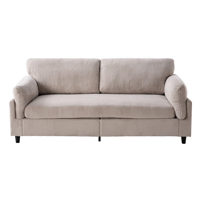 Howcool 82.6"W Corduroy Loveseat Sofa,Mid-Century Modern 2-Seater Sofa Couch, Heavy-Duty Iron & Wood Frame, Soft Upholstered Loveseat for Living Room/Bedroom