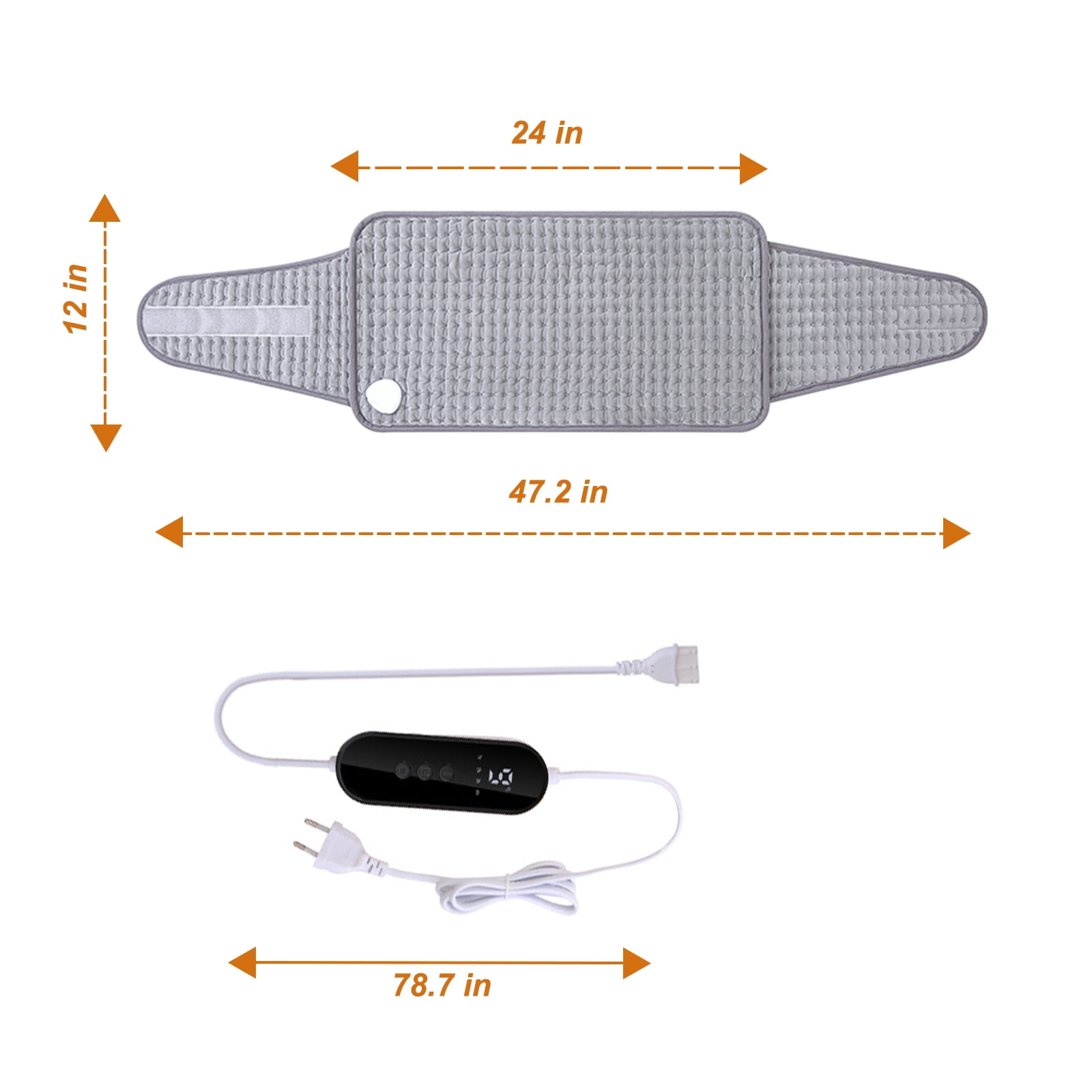 Electric Heating Pad for Period Cramps & Back Pain - 48"x12" Large Coverage, 9 Heat Settings, Auto Shut-Off, Machine Washable for Menstrual & Muscle Relief, Gray