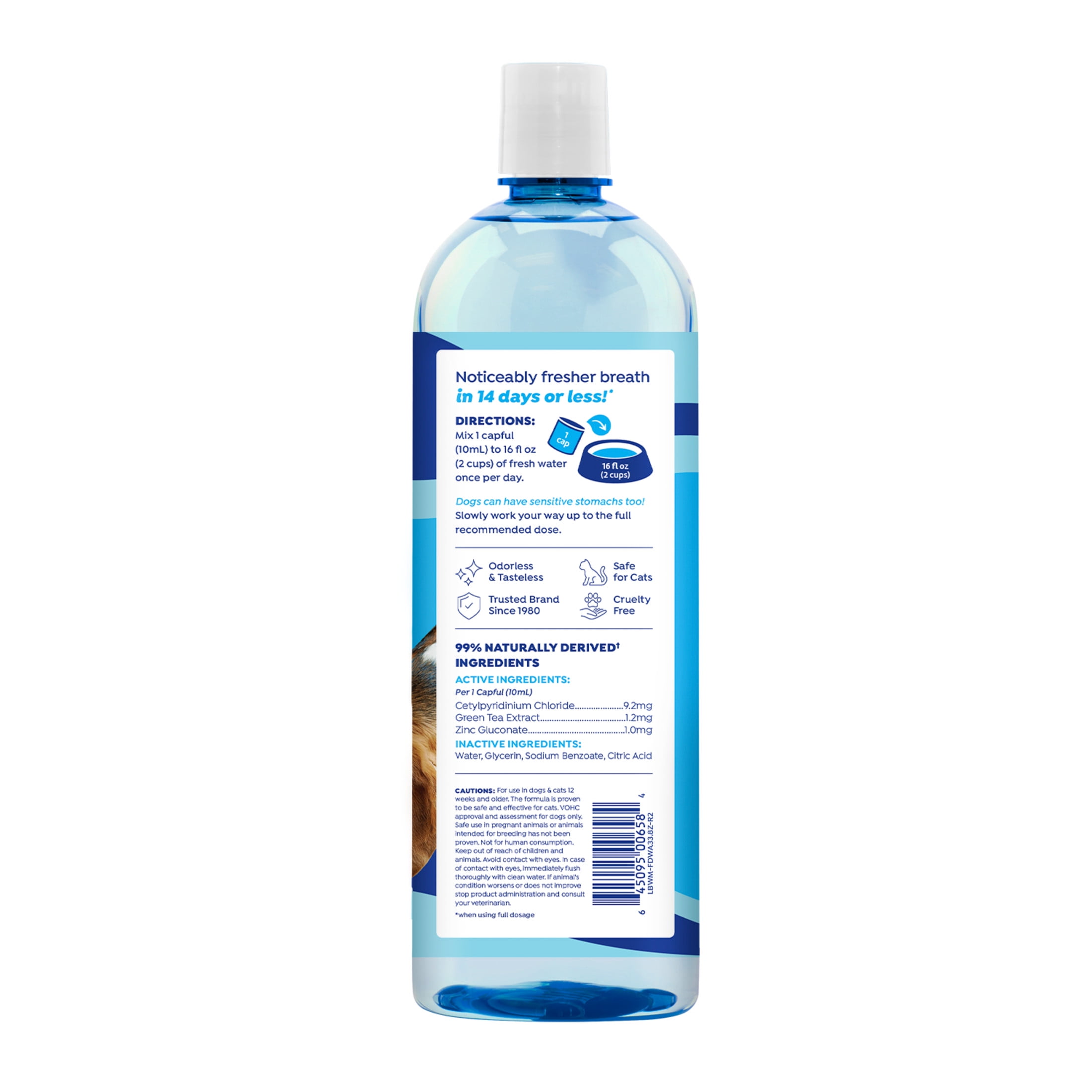 Naturel Promise Fresh Dental Dog Breath Freshener Water Additive for Dogs, 33 oz Bottle