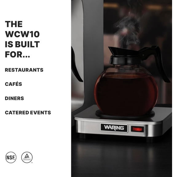 Commercial WCW10 Café  Single Coffee Carafe Warmer, 120V, 5-15 Phase Plug, Single Burner Silver