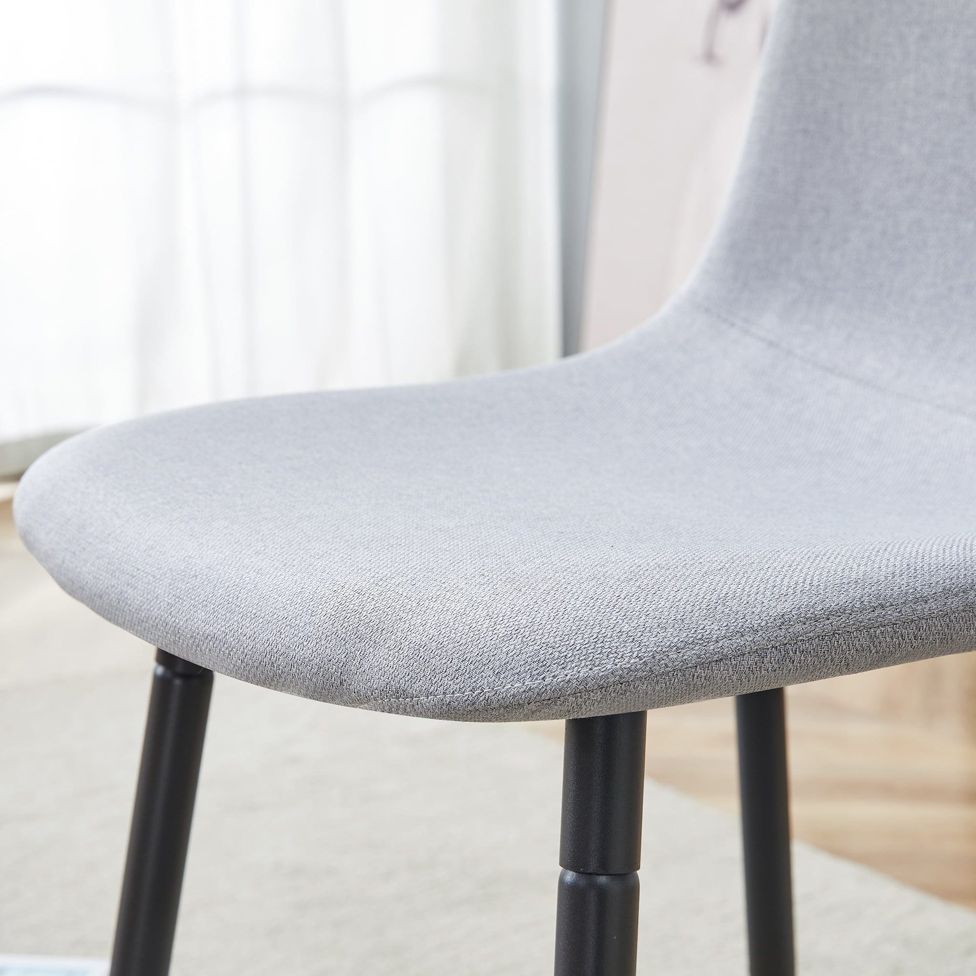 Sailvan Modern Linen Fabric Dining Chairs, 4-Pack, Sturdy Metal Legs with Anti-Slip Feet