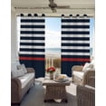 thumbnail image 6 of Anchor Navy Blue Blackout Curtains for Bedroom Living Room Darkening Curtains 84 Inch Length 2 Panels Set Red Nautical White Geometric Stripes Window Curtain Window Treatment Grommet Drapes 52"x84", 6 of 9
