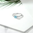 thumbnail image 4 of Gem Stone King 925 Sterling Silver Blue Apatite and White Lab Grown Diamond Engagement Ring for Women (0.65 Cttw, Round 5MM, Gemstone Birthstone, Available in Size 5,6,7,8,9), 4 of 5