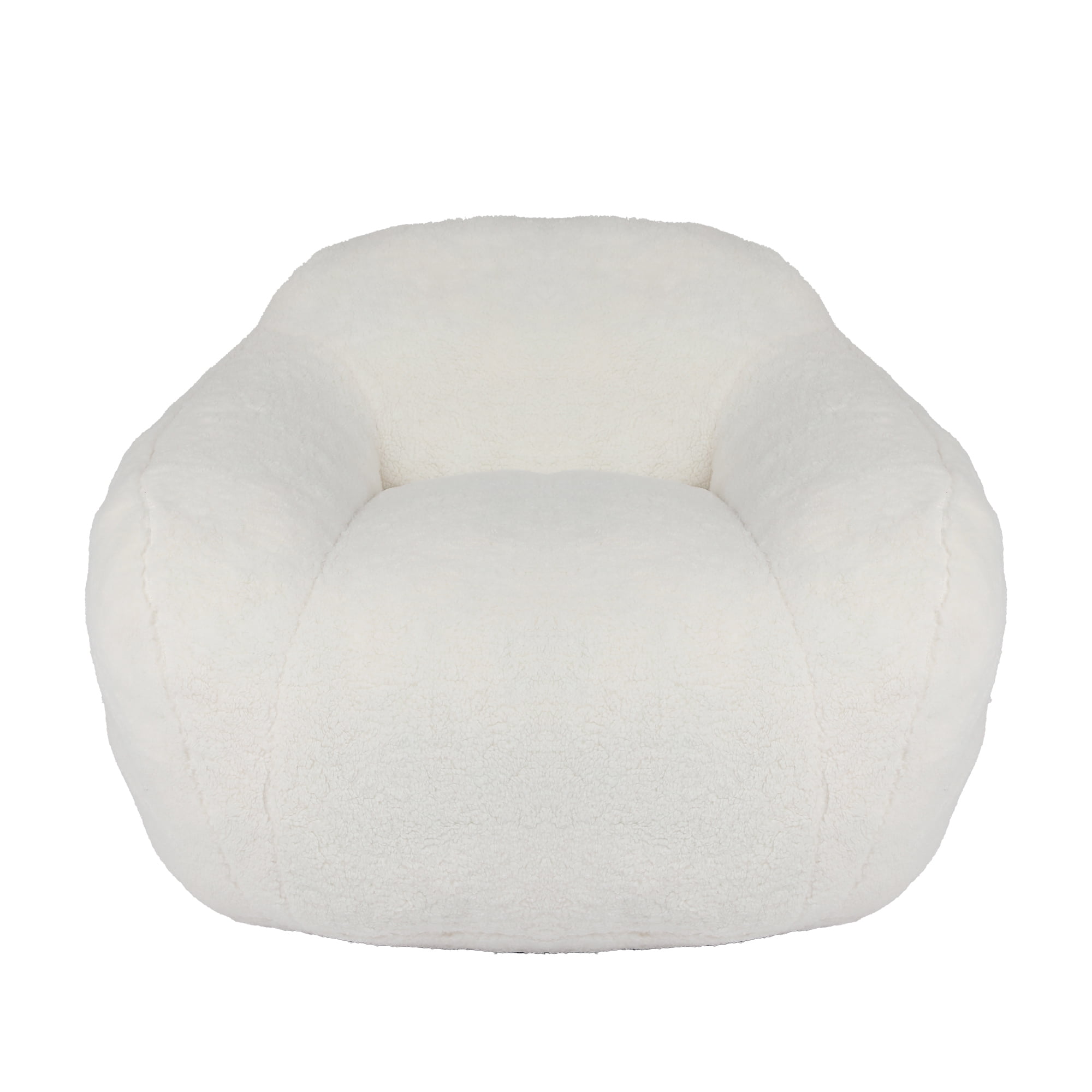 Bean Bag Chair, Comfy Bean Bag Sofa for Adults, Stuffed Floor Sofa with Supportive Backrest & Armrests, Modern Faux Fur Accent Chair for Living Room & Bedroom, Off White