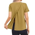 thumbnail image 4 of Domuza Women Post Surgery Shirts Comfy Adaptive Medical Short Sleeve Crew-Neck T Shirts Open Back Wear Sofy Solid Color Recovery Clothes with Pockets Khaki XL, 4 of 8