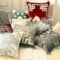 thumbnail image 2 of The HomeCentric Pillow Case Zipper Ivory Pack of 2, 12x12 inch (30x30 cm) Cushion Cover Velvet Greek & Applique & Foil Pillow Cover For Sofa Geometric Pattern Modern - Greek Irene, 2 of 10