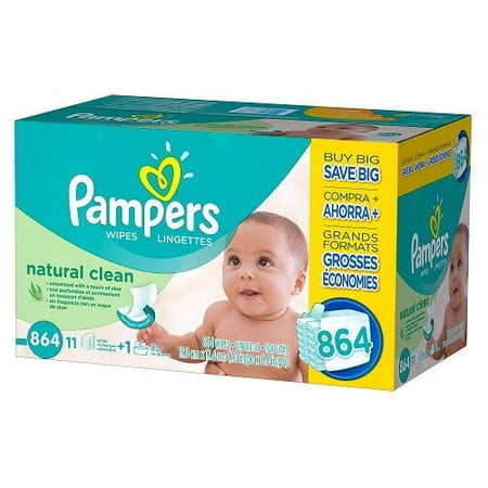 Pampers Natural Clean Baby Wipes 864 ct.