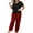 Red, variant on Auburet Women Pajamas Set Plaid Lounge Pants V-Neck Short Sleeve Cotton T-Shirt 2 Piece Sleepwear