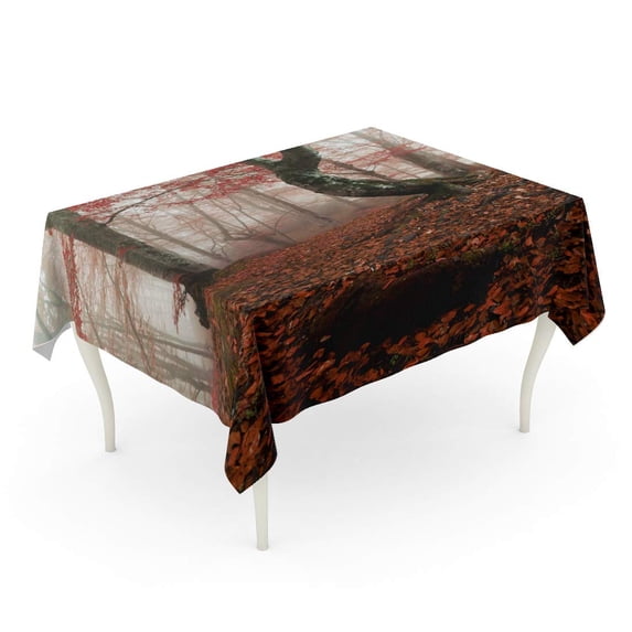 LADDKE Scenic Gold Autumn Mysterious Dawn Scenery Season Falled Multicolor Leaves Old Beech Tr Tablecloth Table Desk Cover Home Party Decor 60x104 inch