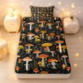 thumbnail image 3 of Homewish Botanical Mushrooms Twin Sheets,Vintage Botanical Fungi Bedding,Red Yellow,3-Piece,1 Flat Sheet,1 Fitted Sheet and 1 Pillowcase, 3 of 6