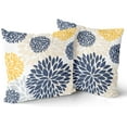 thumbnail image 2 of Yellow and Blue Throw Pillows Covers 16x16 Set of 2, Gray Navy Dahlia Flower Pillow Cushion Cases, Floral Decor Throw Pillows Cover Gifts for Bed Couch Sofa Living Room, 2 of 6