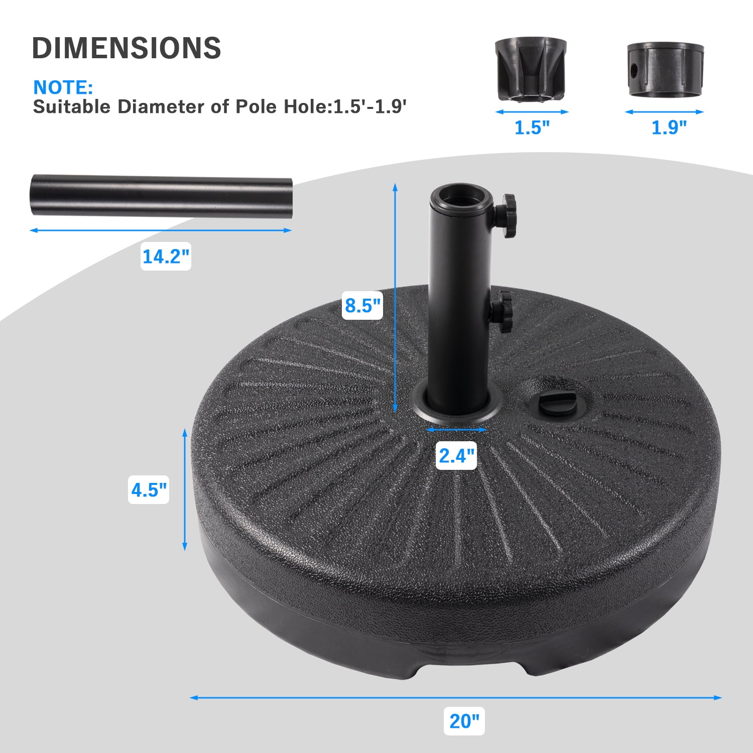 Autlaycil Water Filled Patio Umbrella Base Heavy Duty Market Umbrella Stand, Black