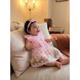 thumbnail image 5 of Loicainy Infant Baby Girl Romper Dress 3 6 9 12 32 Months Floral Embroidery Butterfly Decor Fly Sleeve Crew Neck Skirt Hem Infant Bodysuits Jumpsuits with Headband, 5 of 9