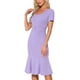 thumbnail image 1 of INSPIRE CHIC Vestido de Sheath para Mujeres, Vestido de Cóctel de Fiesta, Decoración de Botones Vintage de los Años 50, Vestido Midi de Sirena con Volantes, Talla L, Púrpura Claro, 1 of 6