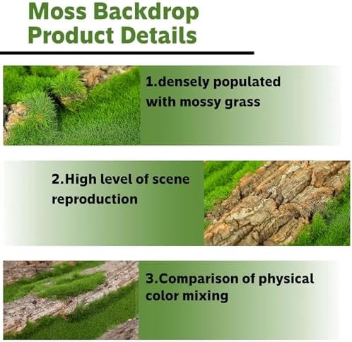 15.75x11.81in Reptile Terrarium Cork Background,Bearded Dragon Tank Bark Backdrop Wall Decor with Artificial Moss for Gecko Lizard Tortoise Frog Chameleon(1Pcs)