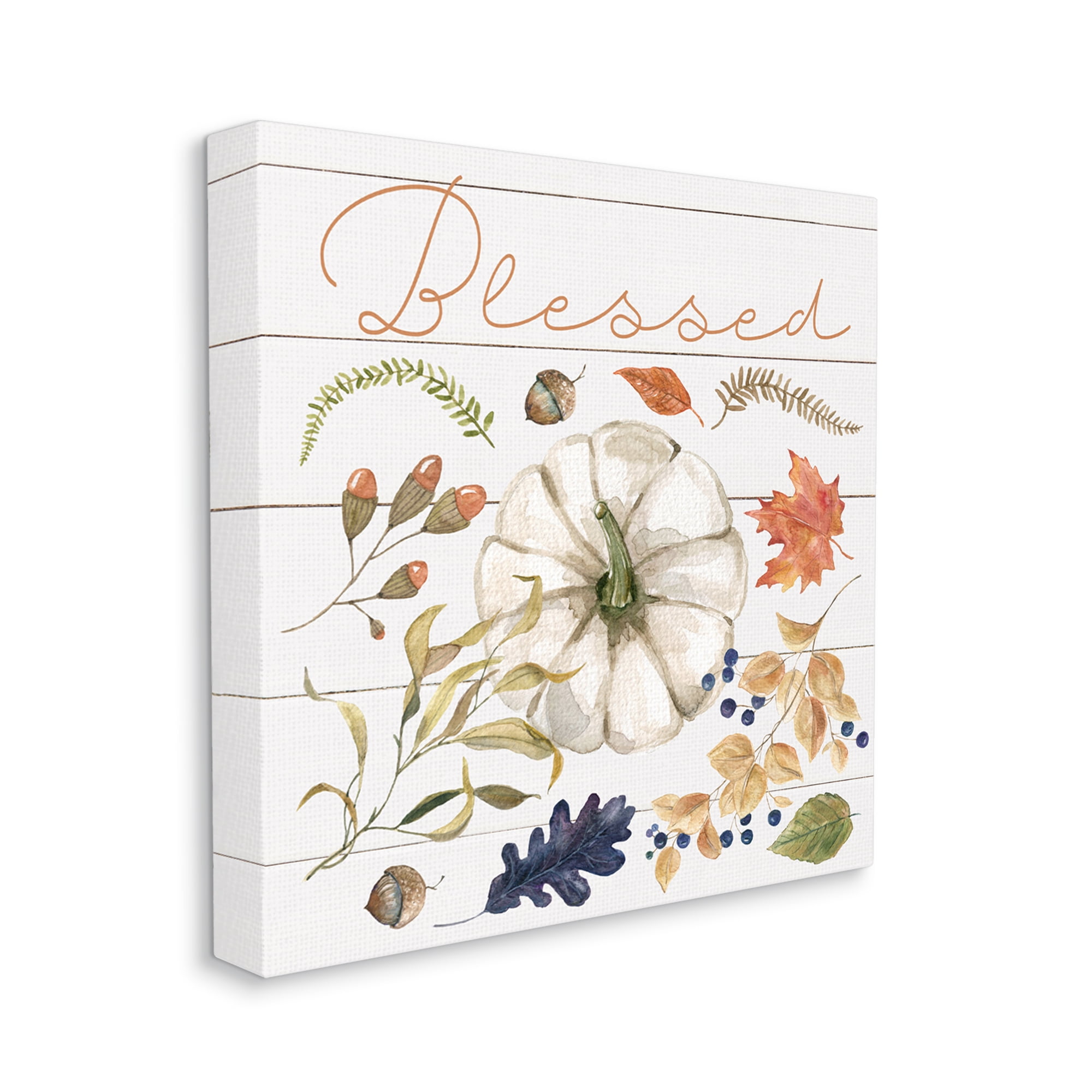 Stupell Industries Blessed Fall Botanicals Botanical & Floral Painting Gallery Wrapped Canvas Art Print Wall Art, 24 x 24