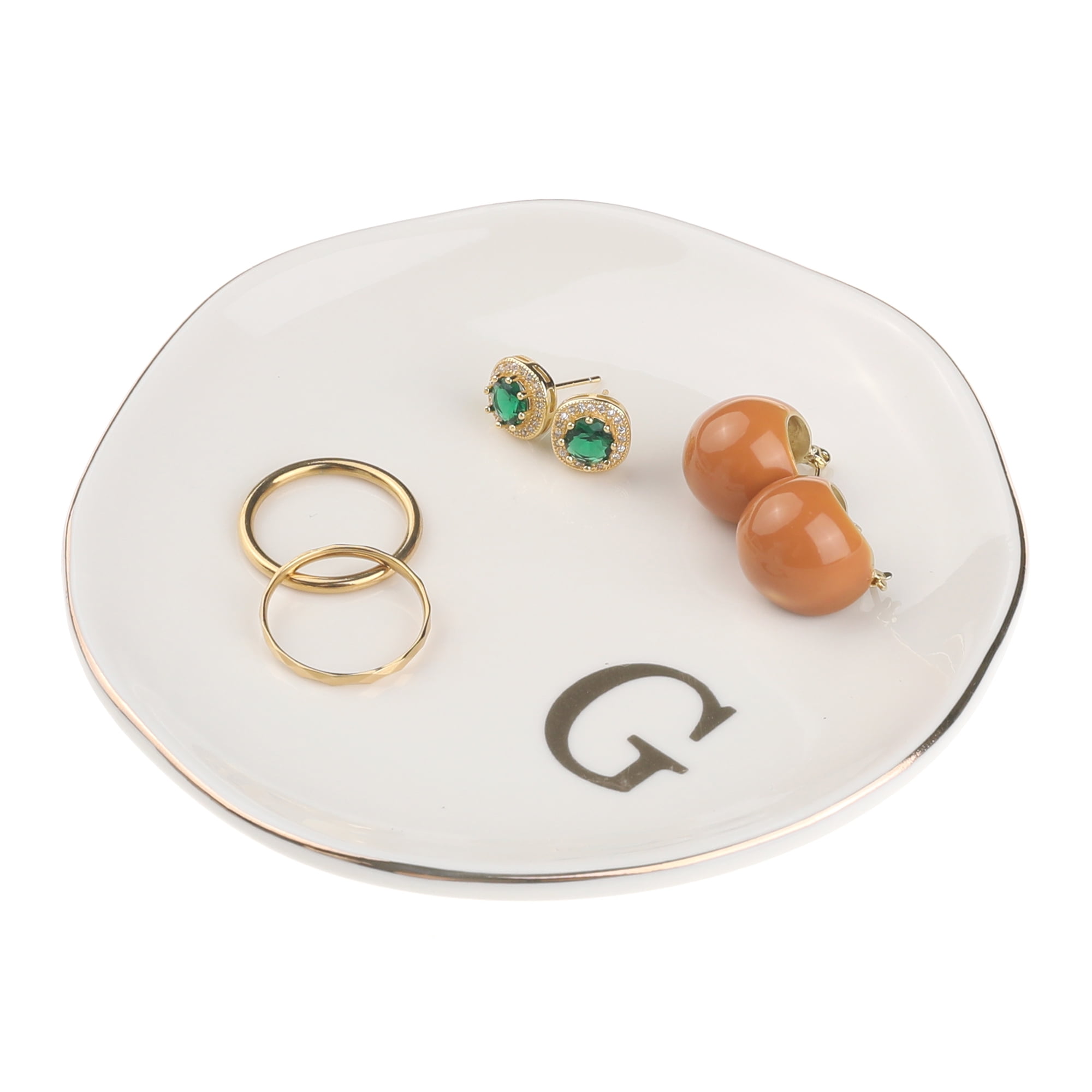 Unique Bargains Ceramic Jewelry Tray Decorative Trinket Dish Gifts Jewelry Boxes White-G