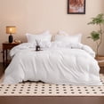 thumbnail image 2 of Sleep Zone Washed Jacquard Stripe Duvet Cover Set Twin/Twin XL, OEKO-TEX Soft Breathable Bedding, Lightweight All-Season Use, Hidden Zipper & Corner Ties, Machine Washable (White, Twin/Twin XL), 2 of 12