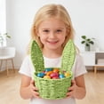 thumbnail image 4 of Basket with Handle Easter Bunny Rattan Woven Picnic Baskets with Rabbit Ear Straw Wicker Egg Candy Storage for Egg Party Supplies Gifts (Green), 4 of 7