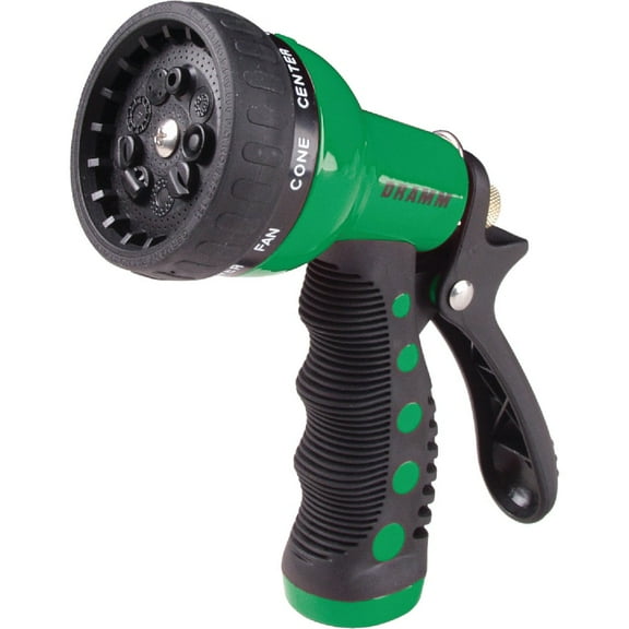 1PK Dramm Heavy-Duty Metal 9-Pattern Nozzle, Green