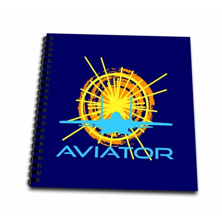 3dRose Aviator. Sun, aircraft silhouette, text aviator. Dark blue background - Mini Notepad, 4 by 4-inch