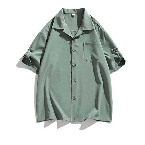 pstuiky camisetas para hombre, Sudadera con capucha de manga corta para hombre, estilo casual, holgada, con botones y manga corta camisas casuales para hombre xxxl