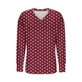 thumbnail image 4 of Womens Plus Size Oversized T-Shirts, V Neck T Shirts for Women Fall Fashion Polka Dots Printed Side Slit Long Sleeve Tunic Tops, 4 of 4
