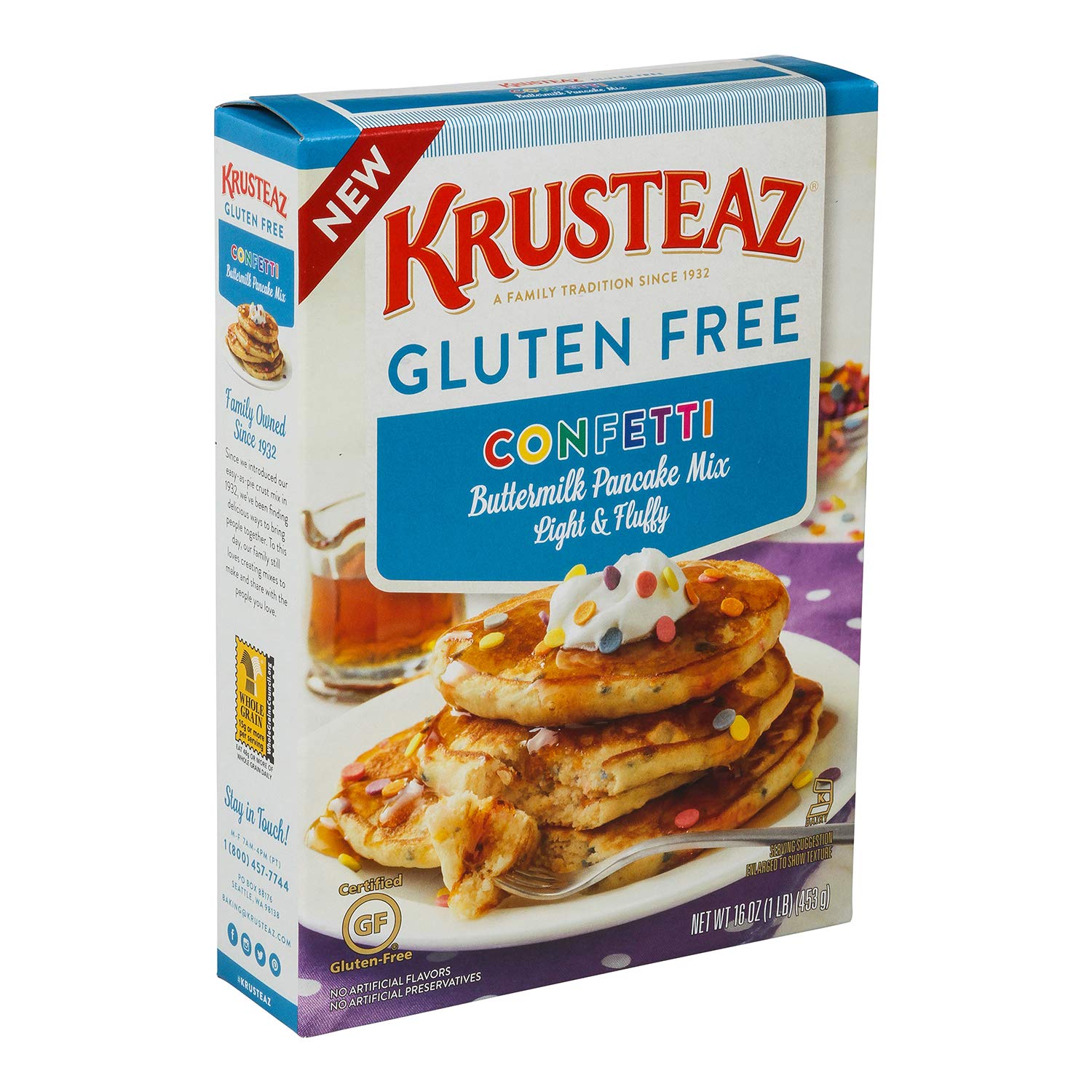 Krusteaz Gluten Free Confetti Buttermilk Pancake Mix, 16 Ounce Box