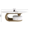 thumbnail image 3 of GZXS Nesting Coffee Table Set of 2, 47.24" Oval Center Tea Table and 19.69" Round Side Nightstand Set w/ White Faux Marble Top and Gold Metal Frame, Living Room Accent Furniture, 3 of 8