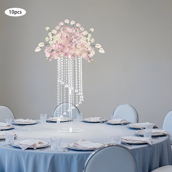 10 Pcs Party Wedding Crystal Centerpiece Clear Acrylic Vase Stands Table Decor