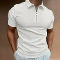 thumbnail image 2 of TBWNWG Men's Shirts Male Casual Walf Checks Solid T-Shirt Blouse Turn Down Zipper Short Sleeve Shirts Blouse for Everyday Wear,Sizes M, 2 of 5