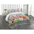 thumbnail image 3 of Ambesonne Landscape Quilted Bedspread Set 3 Pcs, Carnival Many Rides, King Size, Multicolor, 3 of 5