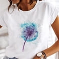 thumbnail image 1 of ICHUANYI Clearance Women's Summer Funny Feather Print Pattern Round Neck Short Sleeve T-shirt Top(Blue, XL) ICHUANYI WER2023081509456, 1 of 6