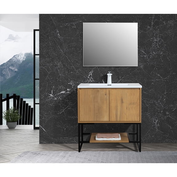 Allen 36 inch free standing vanity with a integrated white sink