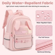 Girls School Backpack Lightweight Water-Repellent Bookbag with 3D Bunny Ears,School Bag with Reflective Stripes