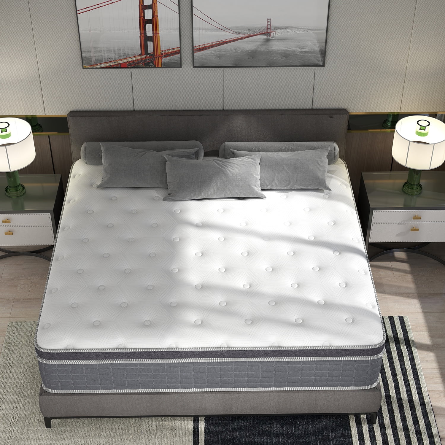 "lemontalking 14"" Gel Memory Foam Spring Hybrid Mattress, Queen Size, CertiPUR Certified, Hypoallergenic"