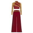 thumbnail image 3 of iiniim Girls Lyrical Dance Dresses 2PCS Ballet Crop Top with Flowy Chiffon Pants Sequin Gymnastics Outfits Burgundy 10, 3 of 7