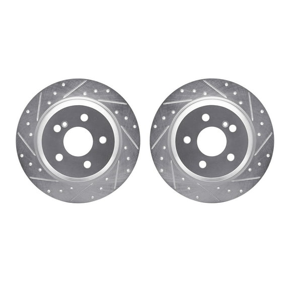 Dynamic Friction Company Rear Brake Rotors-Drilled and Slotted-Silver 7002-63108