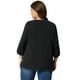 thumbnail image 4 of Plus Size Chiffon Top for Women Round Neck Tie Front Ruffle Work Blouse Top Black 2X, 4 of 7