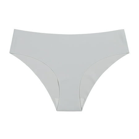 Kopltyrfg Women Thongs Seamless Ice Silk Underwear Traceless Breathable Light Gray M