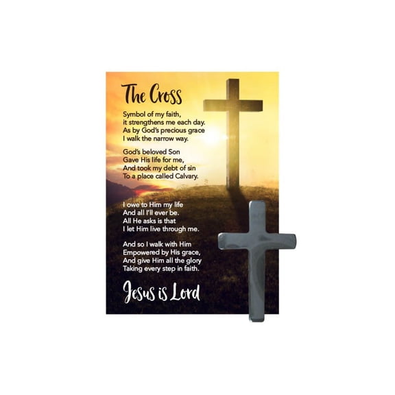 Swanson Christian Supply 189191 Hematite Pocket Cross with Wallet Card - Pack of 50