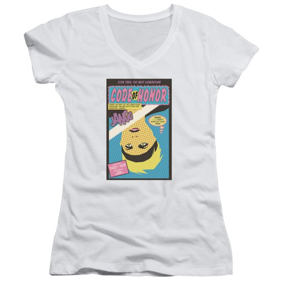 Star Trek Tng Season 1 Episode 4 Junior Women's V-Neck T-Shirt White