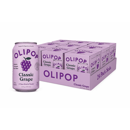 (6 pack) OLIPOP Prebiotic Soda, Classic Grape, 12 fl oz, 4 Pack, Pantry Packs (24 Total Cans)