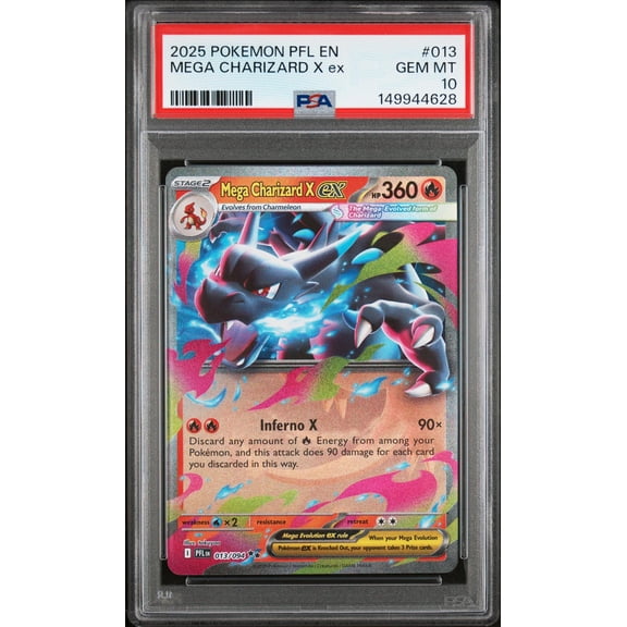 Collectible 2025 Pokemon Mega Evolution Phantasmal Flames Mega Charizard X Ex #013 PSA 10