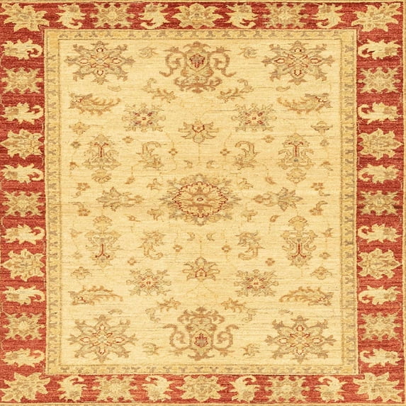 Ahgly Company Indoor Square Abstract Orange Oriental Area Rugs, 8' Square
