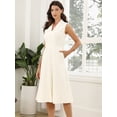 thumbnail image 4 of DARING DIVA Women's Cotton Linen Sleeveless Lapel Collar A Line Office Dress XL Beige, 4 of 6