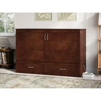 AFI Raleigh Modern Queen Solid Wood Murphy Bed Chest with Mattress in Walnut
